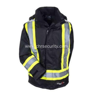 Men's High Visibility Hooded Black Safety Jacket